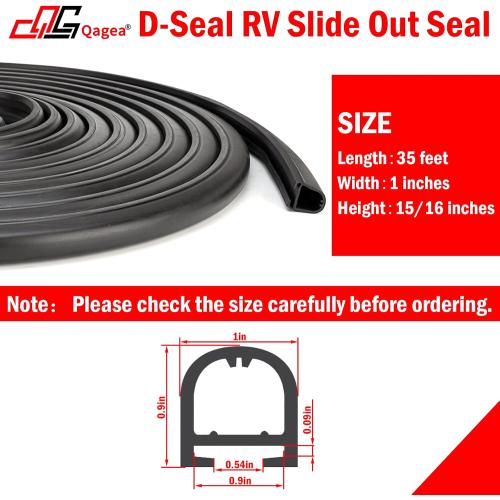 RV Slide Out Seal Base & D-Seal Wiper | 018-312-EKD & 018-341 EK | 1 x 15/16 x 35' & 1/2' x 2.75' x 35’ Black Rubbers
