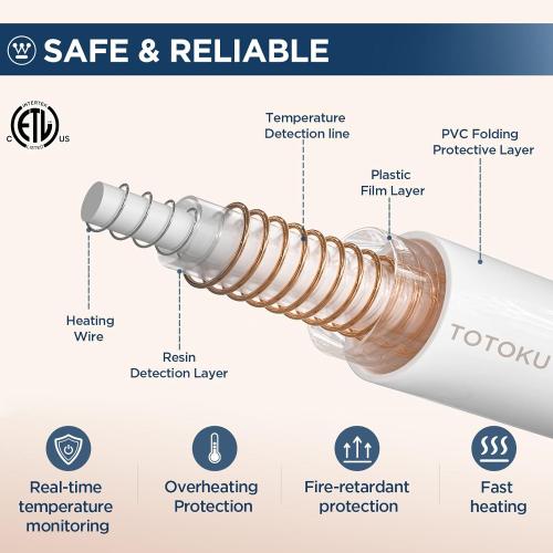 Westinghouse Electric Blanket Twin Size, Super Cozy Soft Flannel 62 x 84 Heated Blanket with 10 Fast Heating Levels & 1-12 Auto-Off, Machine Washable, ETL&FCC Certification, Charcoal