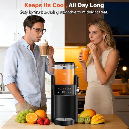 Slushie Machine, Frozen Drink and Ice Cream Machine for Home, Black | Slushy Margarita Frozen Drink Soft Serve Ice Cream Machine, 6 Preset, No Ice Needed, Fast Freeze, Temp Control, Easy to Clean