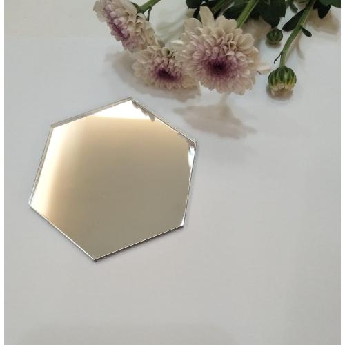 Set of 10 Acrylic Mirror Jewelry Coasters,Store Display for Jewelry, Hexagon,Mirrored Acrylic Hexagon Wedding Name Place Setting (Silver Mirror, 4'')