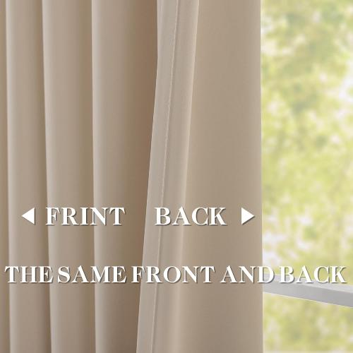 DONREN Sand 60 inch Wide Pinch Pleated Blackout Curtains with Hooks - 95 inch Length Room Darkening Thermal Insulated Window Curtain Panels for Patio Sliding Glass Door,Pack of 2