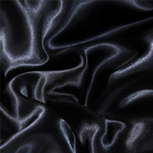 Satin Comforter Set Queen Black, Soft Lightweight Microfiber Luxury Sexy Quilted Bedding Sets with 2 Matching Pillow Covers for Summer Spring Autumn