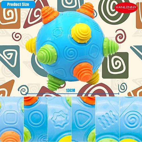 VANLINNY Toddlers Baby Music Shake Ball Toy Bumble Ball for Babies,Dancing Bumpy & Interactive Sounds Crawl Toy, Best Bouncing Sensory Learning Gift for 3  Year Old Boys&Girls.