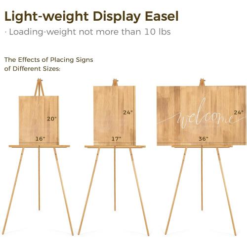 VISWIN Upgraded 63 Gold Wooden Easel Stand for Sign, Tripod Easel for Wedding Sign Stand, Welcome Board, Poster, Picture, Canvas Art Easel Floor with Tray for Display & Painting