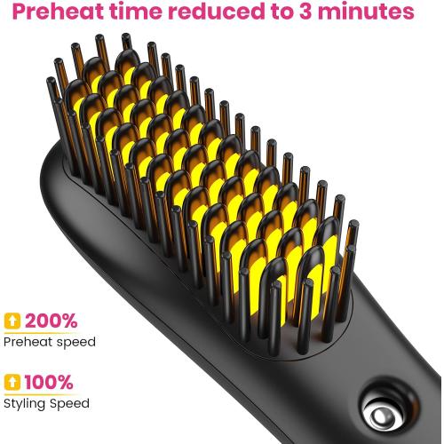Wireless Straightener Comb with Spray Mist - 3 in 1 Straightening Brush, 3 Temp Settings, 3000mAh Rechargeable, 50 Min Runtime, for All Hair Types