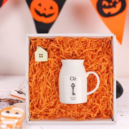 LOMIMOS 250g/8.8oz Halloween Orange Raffia Paper Confetti Shred,for Thanksgiving Day Gift Wrapping Craft DIY Packaging Filling Party Decoration