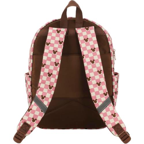 Disney Mickey Mouse Adult Pink Checkered 16.5 Travel Backpack