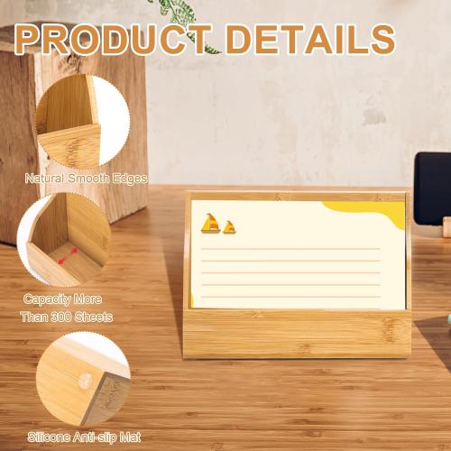 4x6 Wood Index Card Holder Wooden Index Card Box Cards Display Stand Notecard Box Business Cards Organizer Post Cards Case for Business Desk Office Home School Capacity 300 Sheets