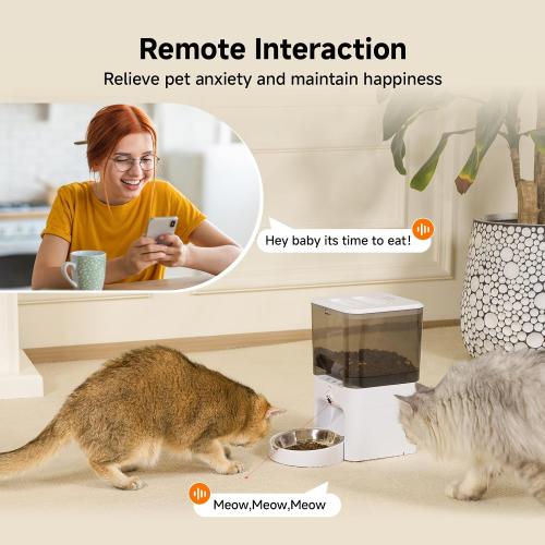Automatic Cat Feeder with Camera, 6L Cat Food Dispenser, Scheduled Auto Pet Feeder, Smart App Remote Monitoring with Night Vision, 5G/2.4G WiFi, Low Food Alerts,2-Way Audio