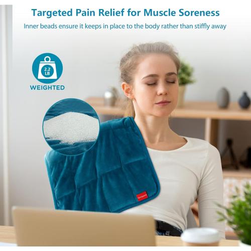 Size 12x24 Color Blue Comfytemp Weighted Heating Pad for Back & Period Cramps, FSA Eligible, Birthday Gifts for Mom Dad Women Men, 2.2lb HSA Electric Heat Pad for Neck Shoulder Pain Relief, 2H Auto-Off Heated Pad, 12x24