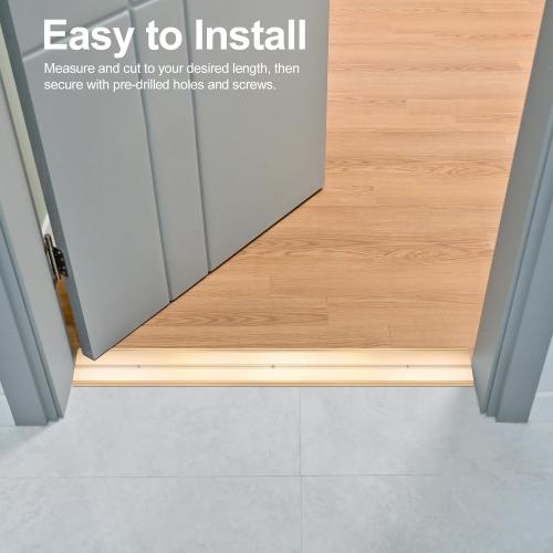 Aluminum Metal Door Threshold, Floor Transition Strip, 36'' L x 4'' W x 0.1'' H, Flat-Profile Threshold, Flooring Gaps Carpet Vinyl Wood, Stylish Doorway Transition Draft Protection (Gold)