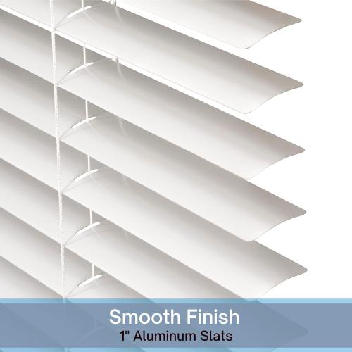 LOTUS & WINDOWARE Cordless 1 Aluminum Mini Blind 46 Wide x 60 Long, White, Room Darkening Metal Indoor Window Blinds for Home and Office