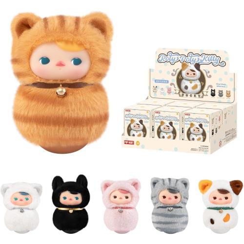 POP MART PUCKY Roly-Poly Kitty Series-Vinyl Plush Blind Box, 6PCs PUCKY Blind Box Figures, Random Design Action Figures Collectible Toys Home Decorations, Holiday Birthday Gifts,Whole Set