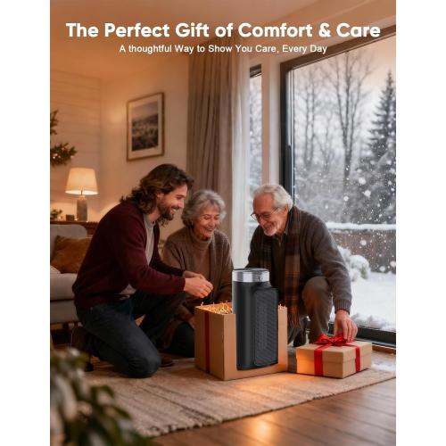 1500W PTC Quiet Space Heater with Remote Control, 15.8“ Portable Electric Heaters for Indoor Use, 75°Oscillation Ceramic Heater for Office, 24H Timer, 5 Modes, Fast Safe Quiet Room Heater for Bedroom
