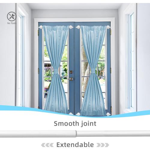 Magnetic Curtain Rods,Multi-Use Adjustable Appliance for Metal Doors,Windows,No Tools Needed，16-28 Inch，White，4 Pack