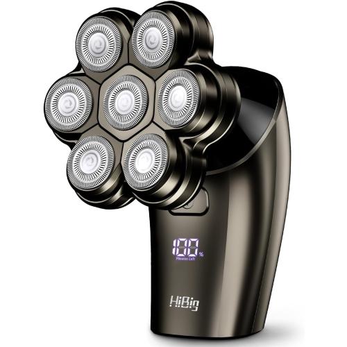 Head Shavers for Bald Men - 7D Arc Electric Razor with Magnetic Detachable Head, Waterproof Wet Dry 5-in-1 Electric Shaving & Grooming Kit, LED Display Rechargeable Head & Body Hair Shaver, Grey