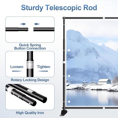 10 x 8FT Backdrop Banner Stand, Heavy Duty Adjustable Photo Background Support Frame Kit, Step and Repeat Stand for Photo Booth, Parties, Exhibition, Trade Show, Wedding