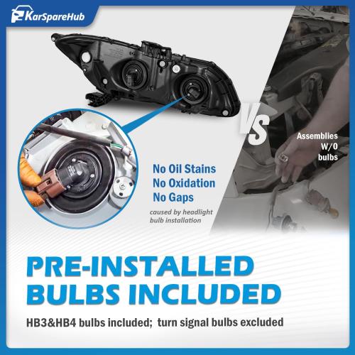 Headlights Assembly for 2012-2015 Honda Civic 4Dr Sedan, for 2012-2013 Honda Civic 2Dr Coupe Headlamp Replacement Driver & Passenger Side