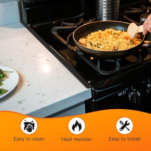Stainless Steel Stove Gap Covers,Stove Gap Filler, Range Trim Kit, Stove Gap Guards, Heat Resistant and Easy to Clean, Easy retractable Length 13.8 to 27.5, Width 0.79,Black(2PCS)