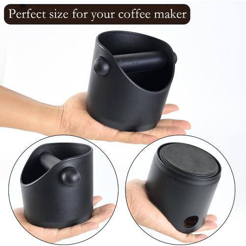 Espresso Compact Knock Box (4x4), Shock Absorbent Knock Box Non-Slip Base & Removable Rubber Knock Bar Coffee Puck Box, Durable Espresso Dump Bin for Home/Office, Dishwasher Safe