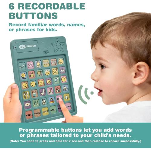 AAC Device for Autism, Communication Device for Nonverbal Kids & Adults with 6 Programmable Buttons & Adjustable Volume, Sensory Toys for Autistic Kids Ages 3-7