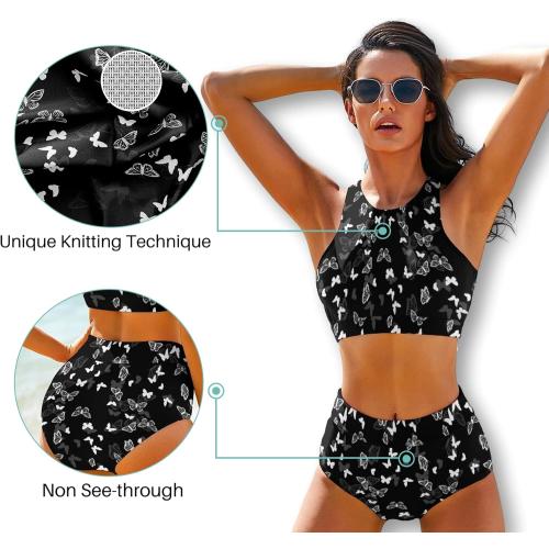 Size L .Cerburny High Waisted Bikini Sets for Women 2 Piece Swimsuit Women High Neck Bikinis Racerback Bathing Suits