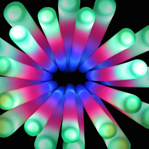 100 Pack LED Glow Sticks for Wedding, Bulk Foam Glow Sticks with 3 Modes Colorful Flashing, Glow Stick Bulk Party Pack for Wedding, Raves, Concert,Camping, Sporting Events, Pool Party