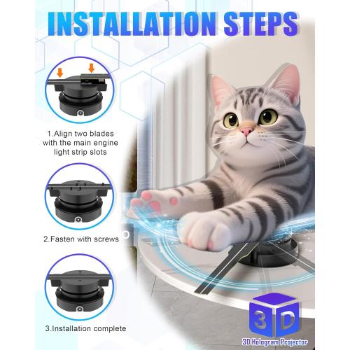 3D Hologram Fan, 16.5 Inch 3D Hologram Projector HD LED Holographic Advertising Display with Remote, WiFi and APP, Holographic Video Advertising Projector for Business,Bar,Halloween (42CM, 8G)