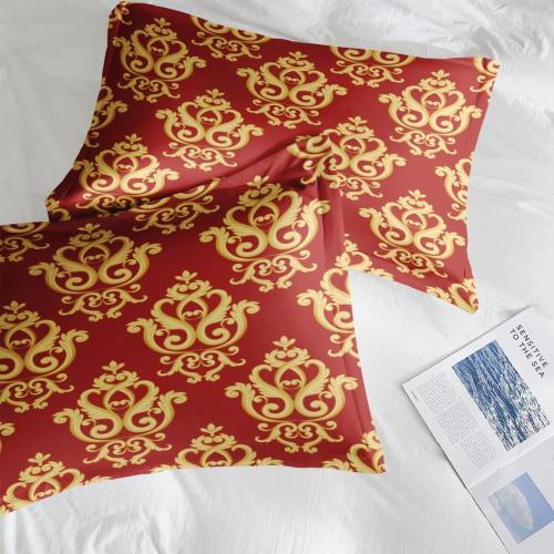 Comforter Set Full Size, Vintage Floral Gold 7 Pcs Bedding for Kids and Adults, Medieval Burgundy Red Bed Sheet Sets with Fitted Sheet 2 Pillowcase & 2 Sham for Bedroom Bed Decor