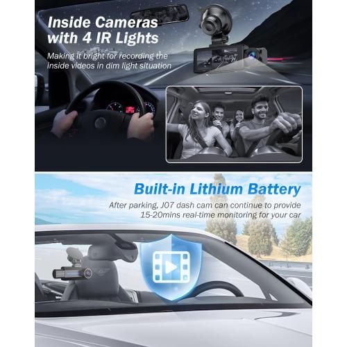 Dash Cam Front and Rear, 2.5K 1440P Triple Car Camera with 32GB Card, 3 Channel Dash Camera for Cars, G-Sensor, 3.16” IPS Screen, 24Hr Parking, 170°Wide Angle, Loop Recording, IR Night Vision, Blue