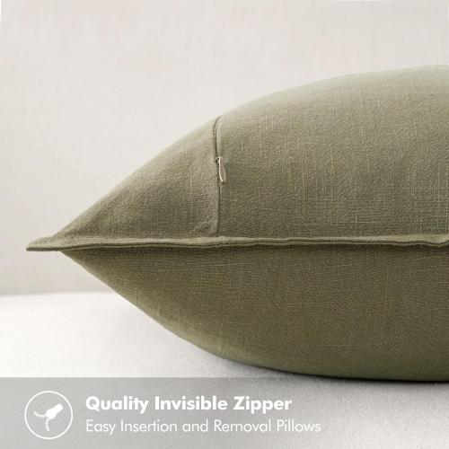 MIULEE Decorative Linen Euro Sham Pillow Covers 26x26 Light Olive Green ​Boho Farmhouse​ ​Neutral Couch Throw Pillows for Bed Pack of 2 Accent Modern Pillowcase Summer Sofa Livingroom Home Decor