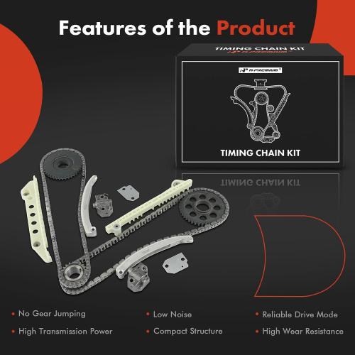 A-Premium Engine Timing Chain Kit W/Guide Rail [fit SOHC, 8Cyl 4.6L] Compatible with Ford Mustang, Expedition, Explorer, E-150 Econoline, F-150 & Lincoln Town Car & Mercury Grand Marquis, Mountaineer