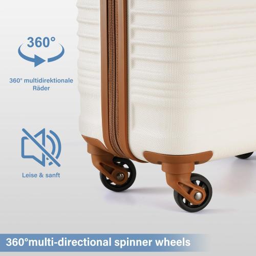 COOLIFE Cabin Suitcase 55X35X20cm for Ryanair Airlines Carry on Cabin Luggage Hard Shell Suitcase Lightweight with TSA Lock and 4 Spinner Wheels 2 Year Warranty, Black/Brown, 55X35X20cm, Suitcase