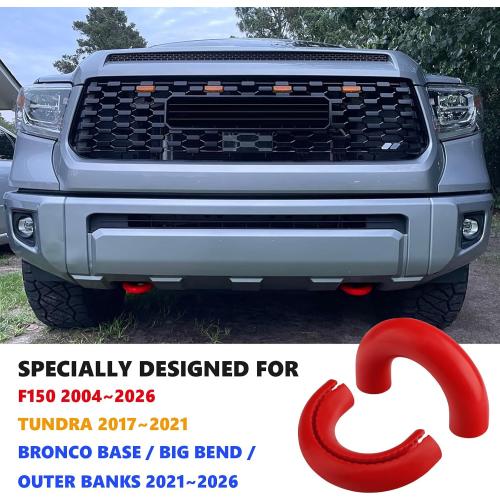 Tow Hooks Covers for Ford F150 2004-2026 Bronco Base/Big Bend/Outer Banks 2021-2026 Compatible with Toyota Tundra Accessories 2017-2021 (Red)