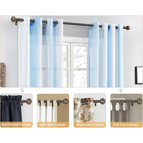 Bronze Curtain Rods for Windows 48 to 84 Inch, USFOOK 7/8 Inch Telescoping Splicing Curtain Rod, Decoration Drapery Rods with Leaf Finials