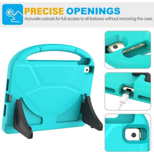 SUPLIK Kids Case for iPad 9th/8th/7th Generation - 10.2 inch 2021/2020/2019 Case with Built-in Screen Protector, Durable Shockproof Handle Stand for Apple iPad 7/8/9 Gen, Cyan