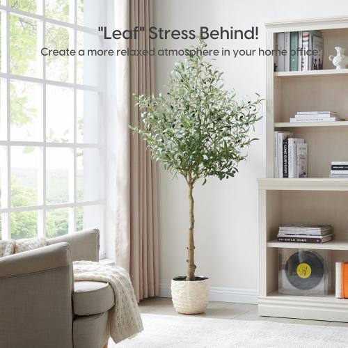 Velener Artificial Olive Tree 6FT Tall with 32ft USB Snowflake Light Strip, Large Fake Potted Silk Olive Plant Indoor with Faux Leaves and Lifelike Fruits for Home Office Decor Outdoor