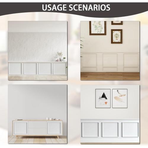 Lunghaa 3-Frame 16 x 16 Premade Accent Wall Molding Kit, Ready-to-Assemble Wainscoting Panels, Pre-Cut Chair Rail Moulding Trim Picture Frame for Home Décor