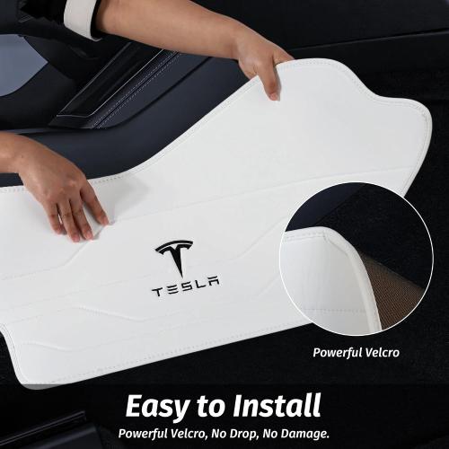 Center Console Leather Side Anti-Kick Mats(2 Pieces) Designed for Tesla Model Y Juniper(2025-2027),Waterproof, Dust Resistant, Front Seat Side Protector Cover White