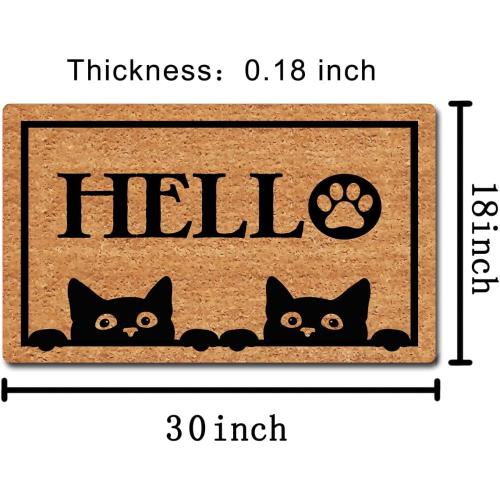 Funny Welcome Mat Personalized Front Porch Mat Decor Rugs with Rubber Back 30(L) x 18(W Black Peeking Cat Hello Doormat for Entrance Way Monogram Mats for Front Door No Slip Kitchen Rugs and Mats