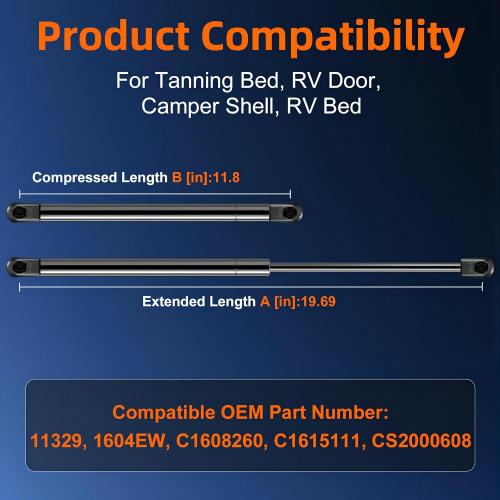 20in 60lb Gas Strut for Boat Hatch Camper Shell RV Bed Door C16-08260