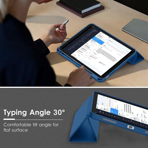 ZryXal iPad 10 Case/iPad 10th Generation Case [11-Inch 2025/10.9 Inch 2022] with Pencil Holder, Smart Cover with Soft TPU Back [Support Auto Wake/Sleep] (Navy Blue)