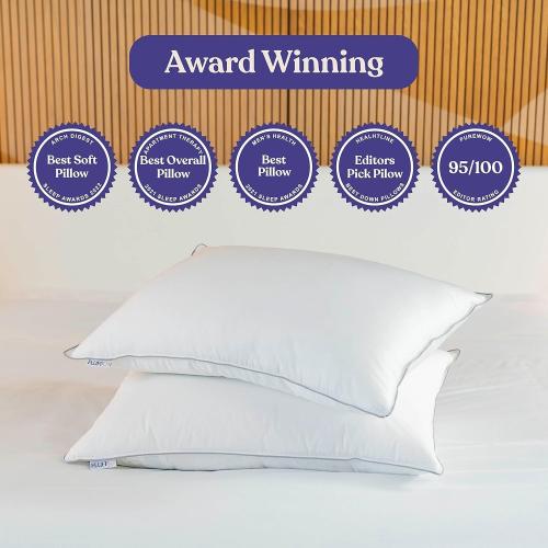 FluffCo Zen Fluff™ Down Alternative Bed Pillow - Luxury Hotel Quality - 300 TC Cotton Shell - Pillows for Side, Back, and Stomach Sleepers - Made in USA - Standard/Queen Size 20 x 28, 1-Pack, Soft