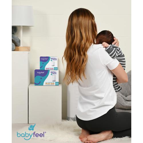 Babyfeel Refills Compatible with DEKOR PLUS Diaper Pails | 4 Pack | Exclusive 30% Extra Thickness | Diaper Pail Refills with Powerful Odor Elimination | Fresh Powder Scent | Holds up to 2320 Diapers