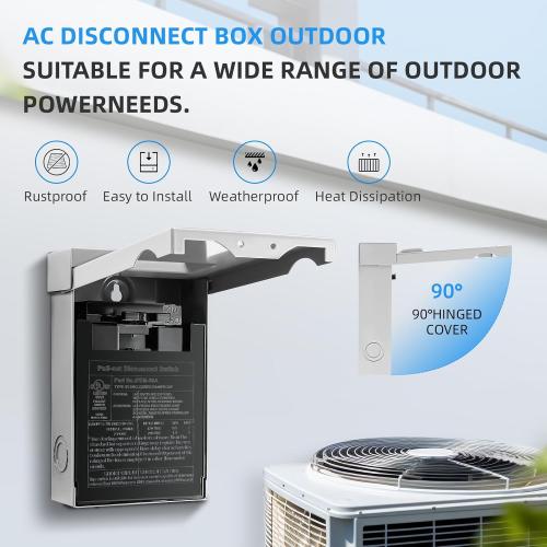 30 Amp AC Disconnect Switch Outdoor 120/240VAC Pull Out Switch Waterproof Metal Box for Air Conditioning Fused (Fuse not Included)