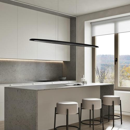 39 Wood LED Linear Pendant Light Black Linear Pendant Dinning Room Hanging Lights LED Dimmable Chandeliers 24w for Dining Room Pool Table Lights Kitchen Island Light Black