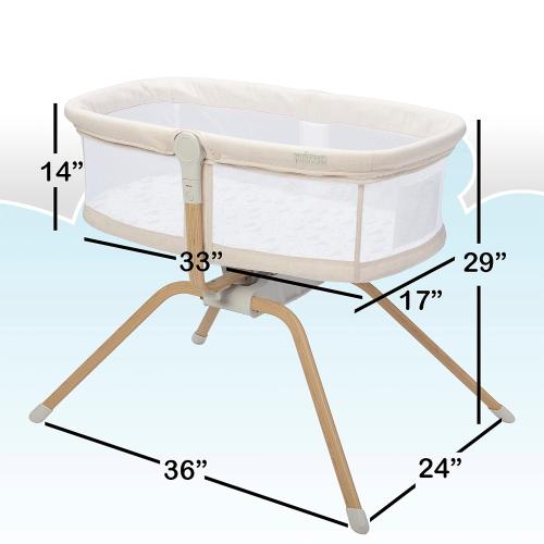 PRIMO Little Cloud Gliding Bassinet: Portable Folding Baby Bed with Removable Canopy, Travel Bag, and Mattress - Ideal Baby Bassinet, Lounger for Newborns, Bedside Sleeper, Perfect Travel Crib