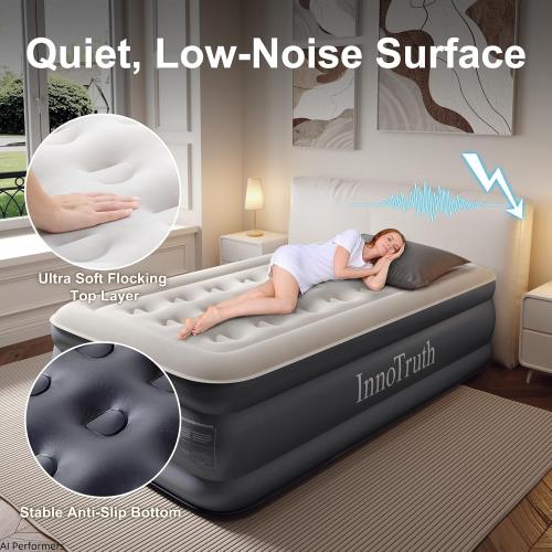 InnoTruth Twin Air Mattress with Built in Pump, Famiy Choice Award Winner, Inflatable Blow up Mattress, 18 Raised Colchones Inflables Air Bed, Ideal for Home and Outdoor, 300lbs ‼️comes with stains and dust‼️