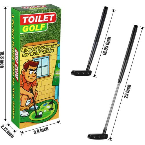 Toilet Golf Game, Mini Golf That Can Be Played in The Bathroom - Wonderful Toilet Time, Gag Gifts,Funny White Elephant Gift, Prank Gift for Dad Husband, Boyfriend, Men
