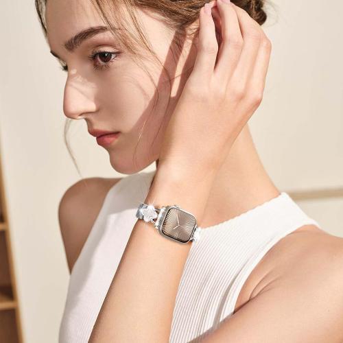 Slim Metal Band Compatible with Apple Watch Bands for Women 40mm 41mm 42mm 38mm 44mm 45mm 46mm,Thin Stainless Steel Mesh Magnetic Strap with Bling Charms for iWatch SE 3 Series 11/10/9/8/7/6/5/4/3/SE